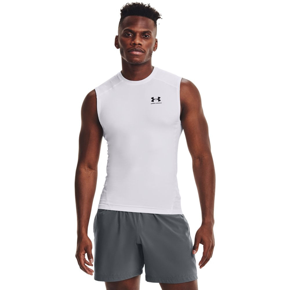 Miniatura Regata de Compressão Masculina Under Armour HeatGear Branco - G