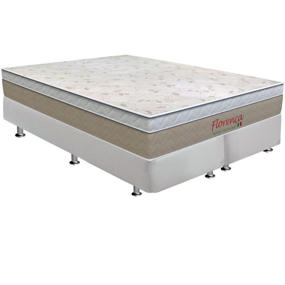 Miniatura Cama Box Queen: Colchão Molas Bonnel Orthoflex Florença + Base Crc Courano White(158X198)