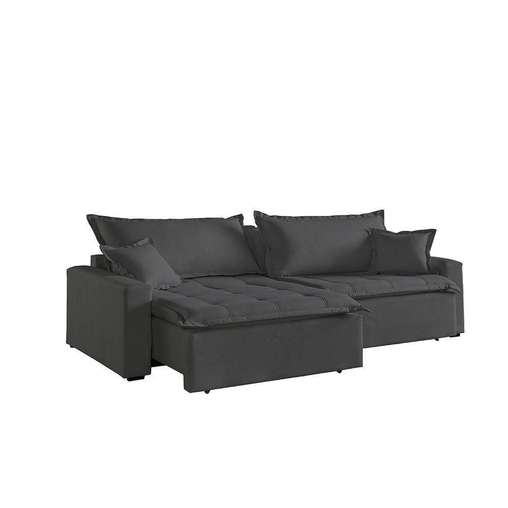 Miniatura Sofá Cama Com 2 Lugares Retrátil E Reclinável Belize Cinza Profundo