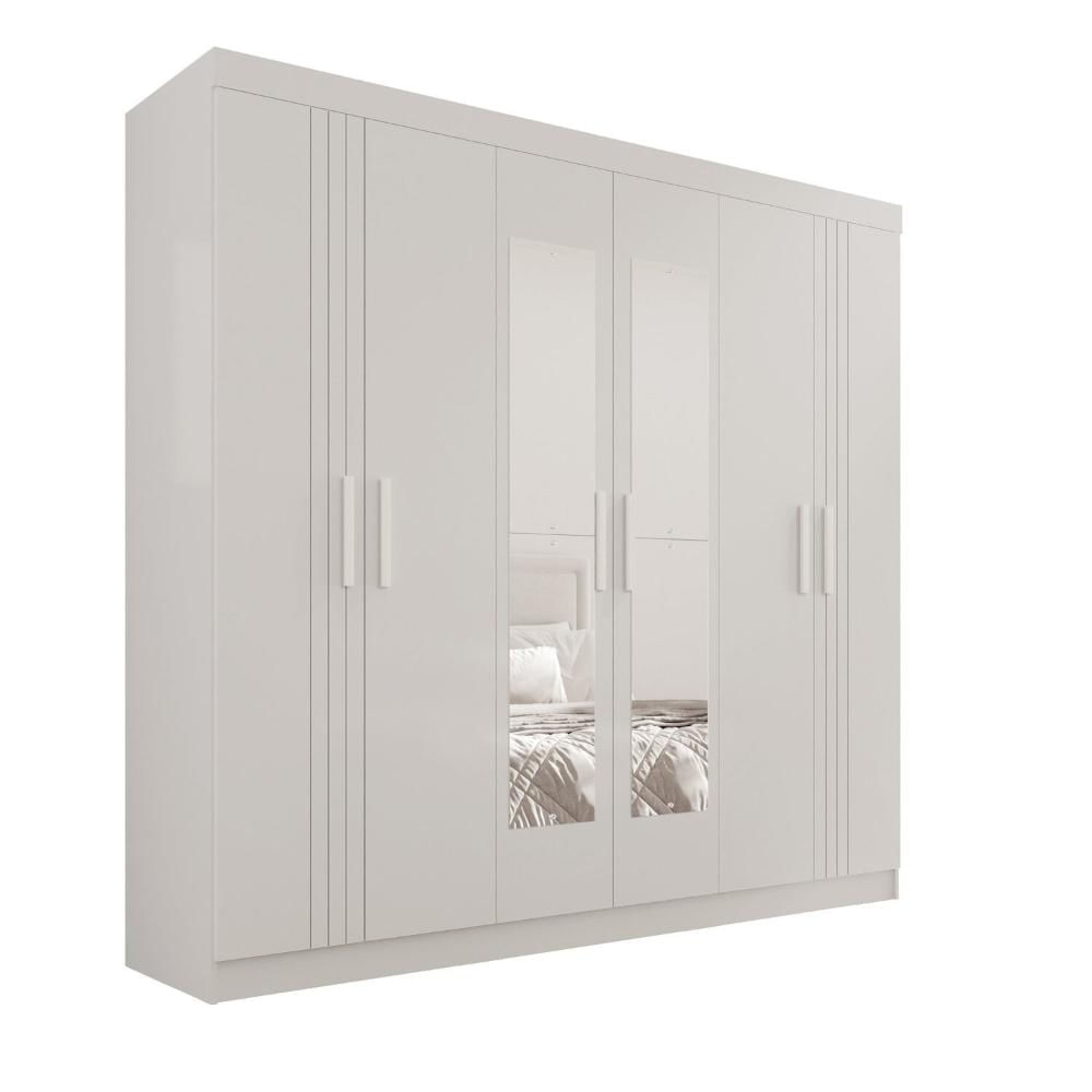 Miniatura Guarda-roupa 4 Gavetas 6 Portas com Espelho Lisboa Branco