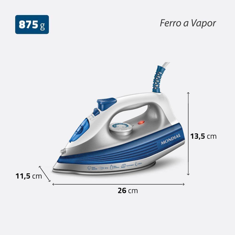Miniatura Ferro A Vapor Mondial Base Cerâmica Fvn-01-bl Branco-azul 127V