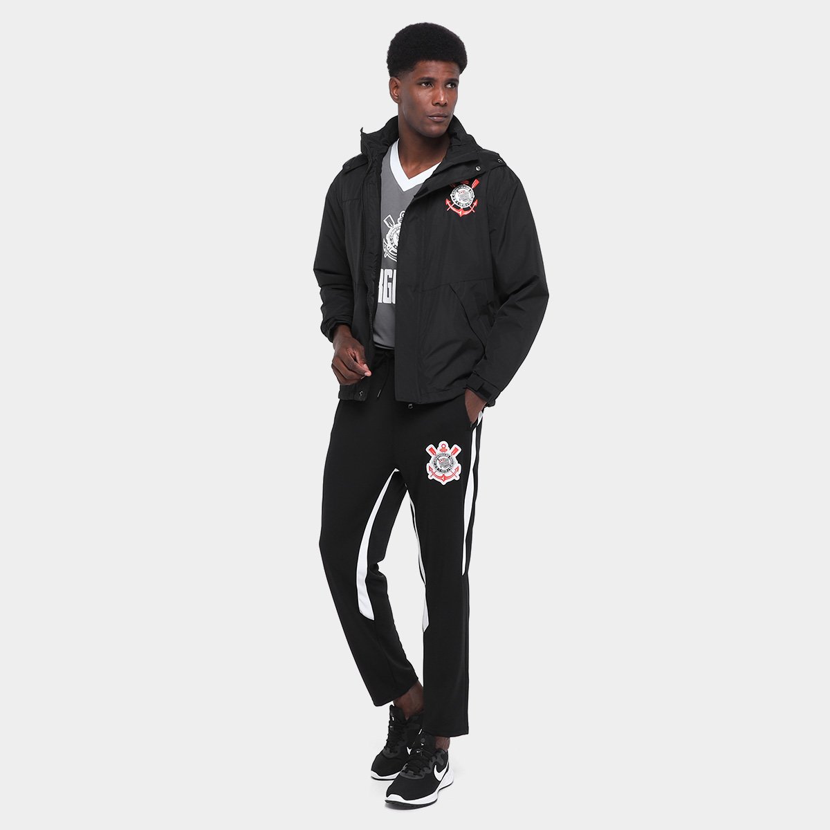 Jaqueta Corta Vento Corinthians Coimbra Masculina Preto - G