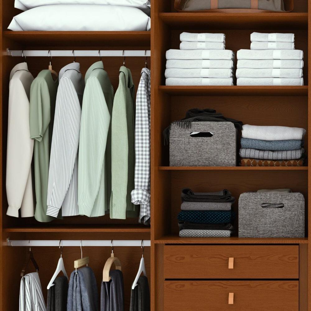 Guarda-roupa 8 Portas 6 Gavetas 100% Mdf Ergon Frassino/Off White