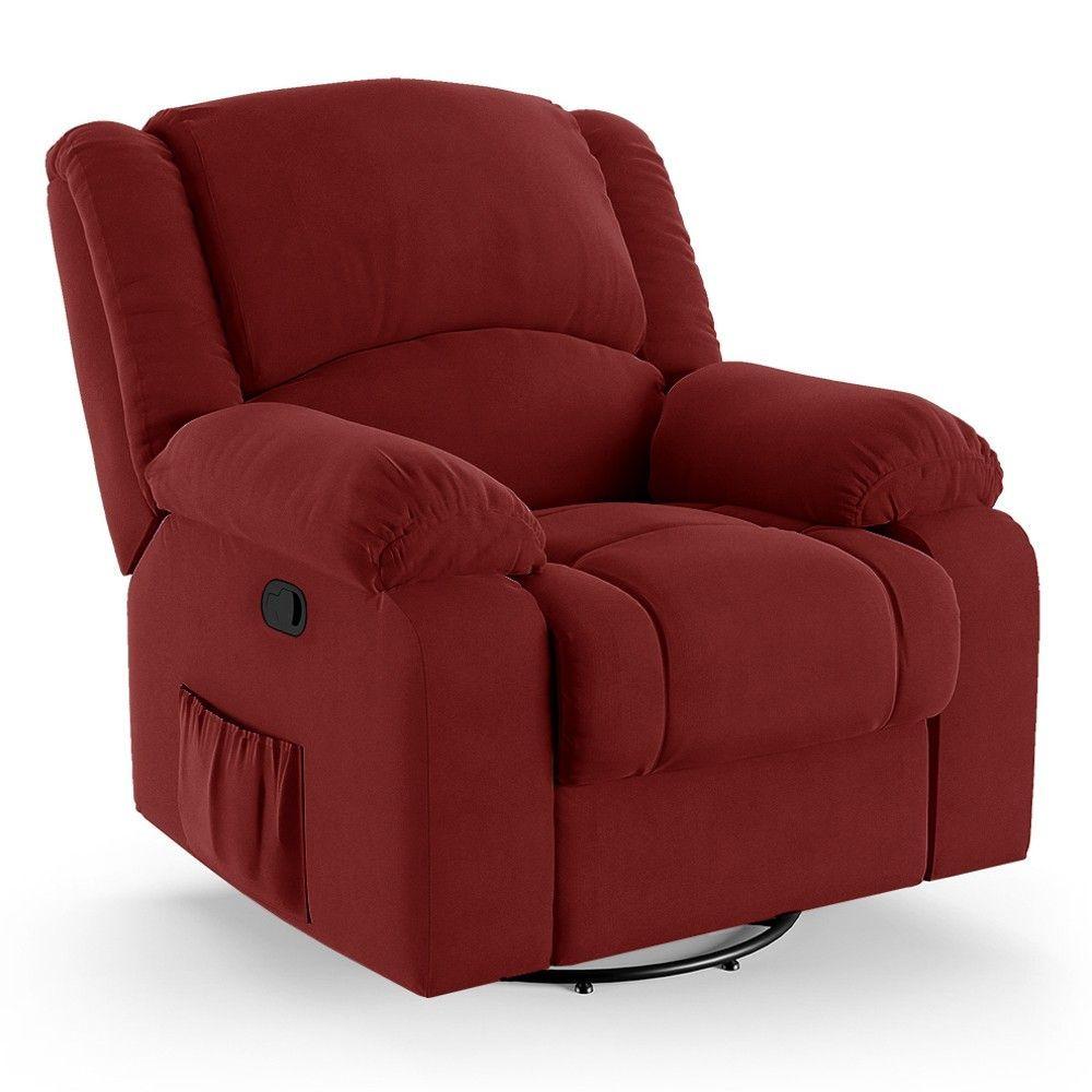 Miniatura Poltrona Do Papai Reclinável Pietra Glider Giratória Fh9 Veludo Vermelho - Mpozenato