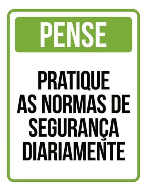Miniatura Placa Pense Pratique Normas Segurança Verde 18X23