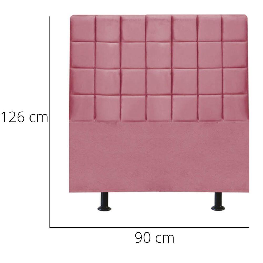 Miniatura Cabeceira Estofada Cama Box Solteiro 90 Cm Mariana Suede Rosa