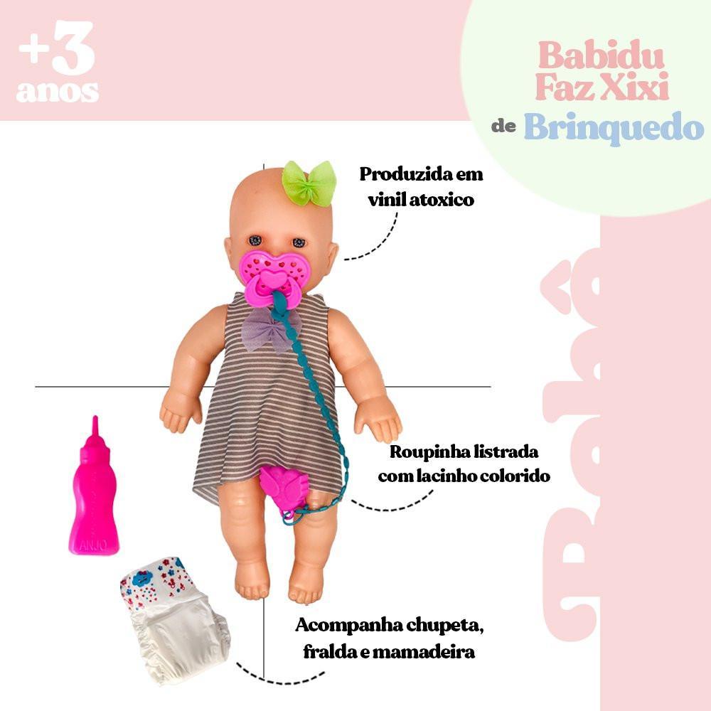 Miniatura Boneca Babidu Faz Xixi na Fralda - Brinquedo Educativo