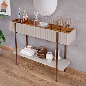 Miniatura Aparador Cimol Karen com 1 Tampo e 1 Prateleira - Off White/Nature