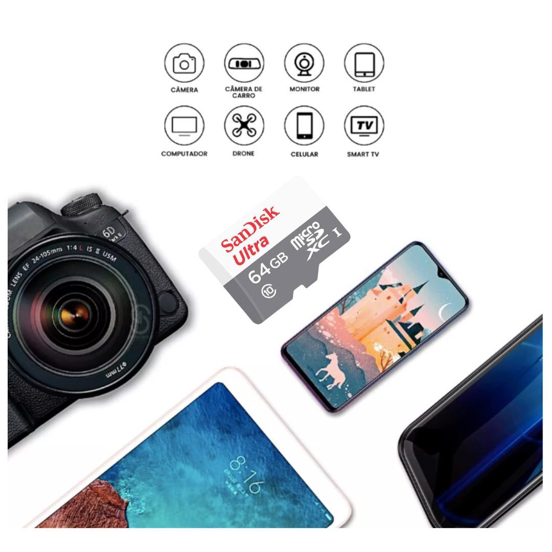 Cartão Memória 64Gb Micro Sd Sandisk, Qualidade Insuperável.