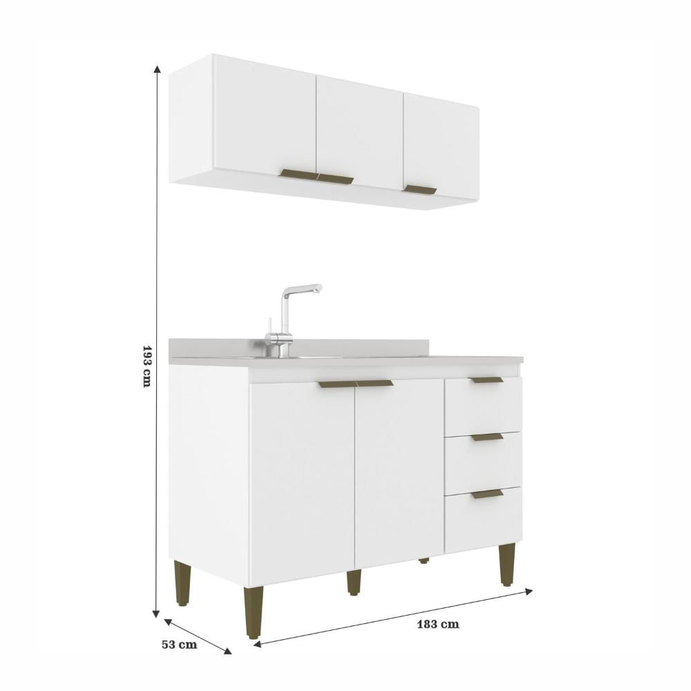 Miniatura Cozinha Alta Bia Completa 2 Peças 120x193 Branco