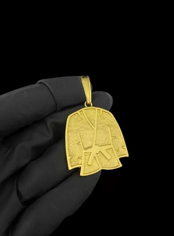 Miniatura Pingente Kimono Faixa Preta G - Banhado A Ouro 18K