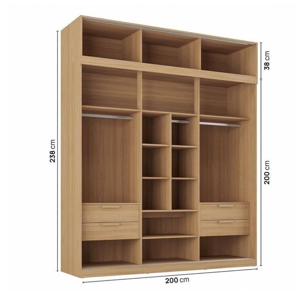 Miniatura Guarda-roupa Modular 2 Peças 6 Portas de Correr Jade Cabecasa Madeiramadeira Avelã