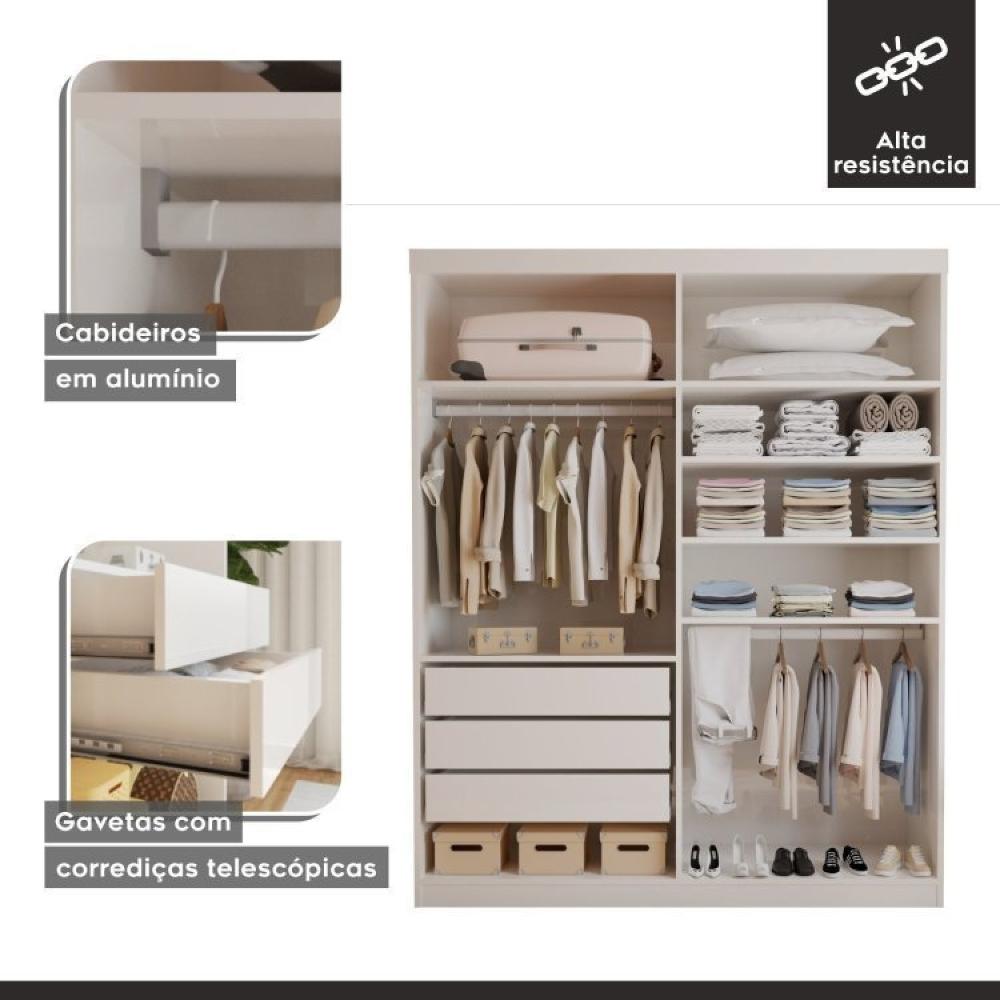 Quarto completo com Closet Roma e Cama Júlia Branco