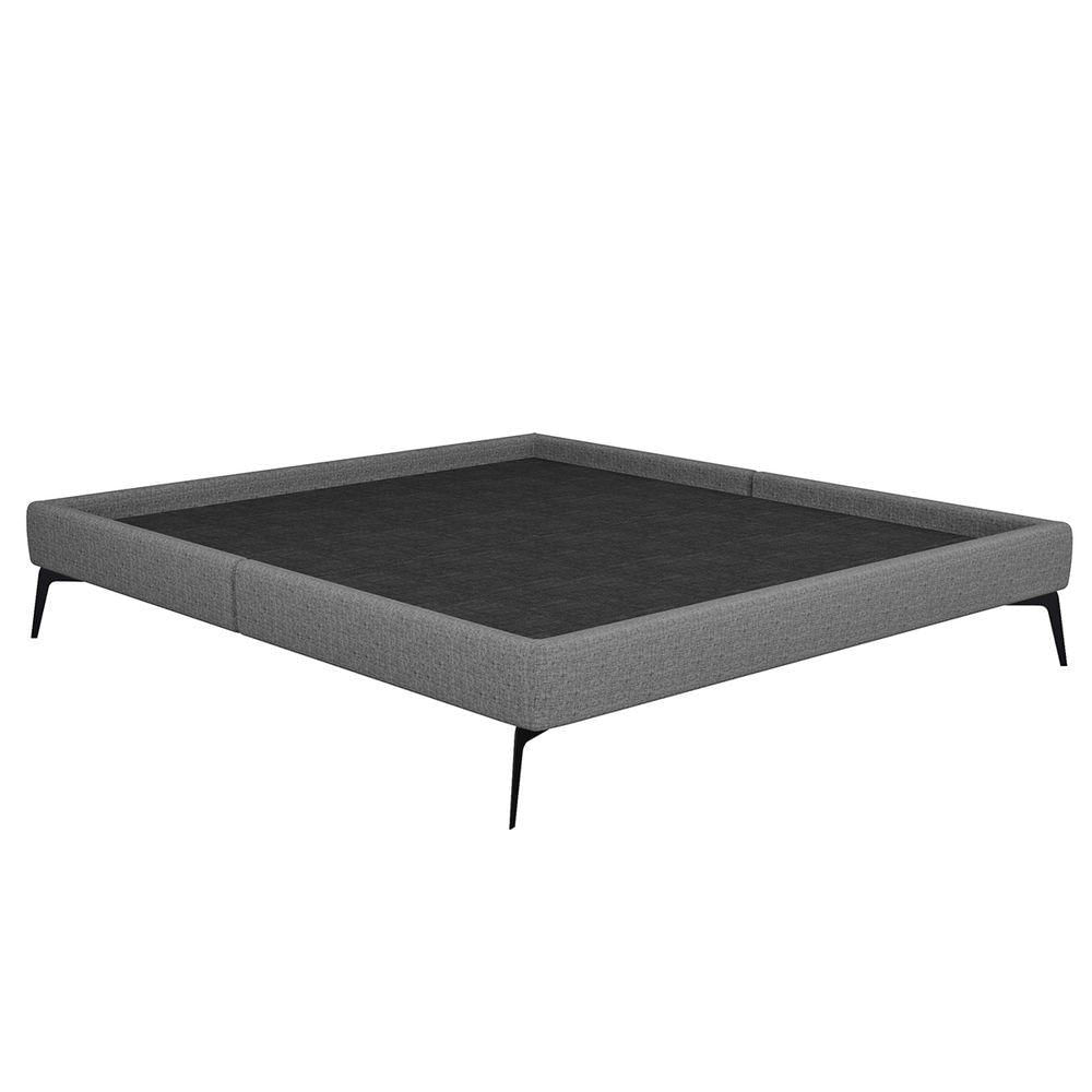Miniatura Base Bi Partida Slim King Em Linho Com Cabeceira Skybox Cor Cinza