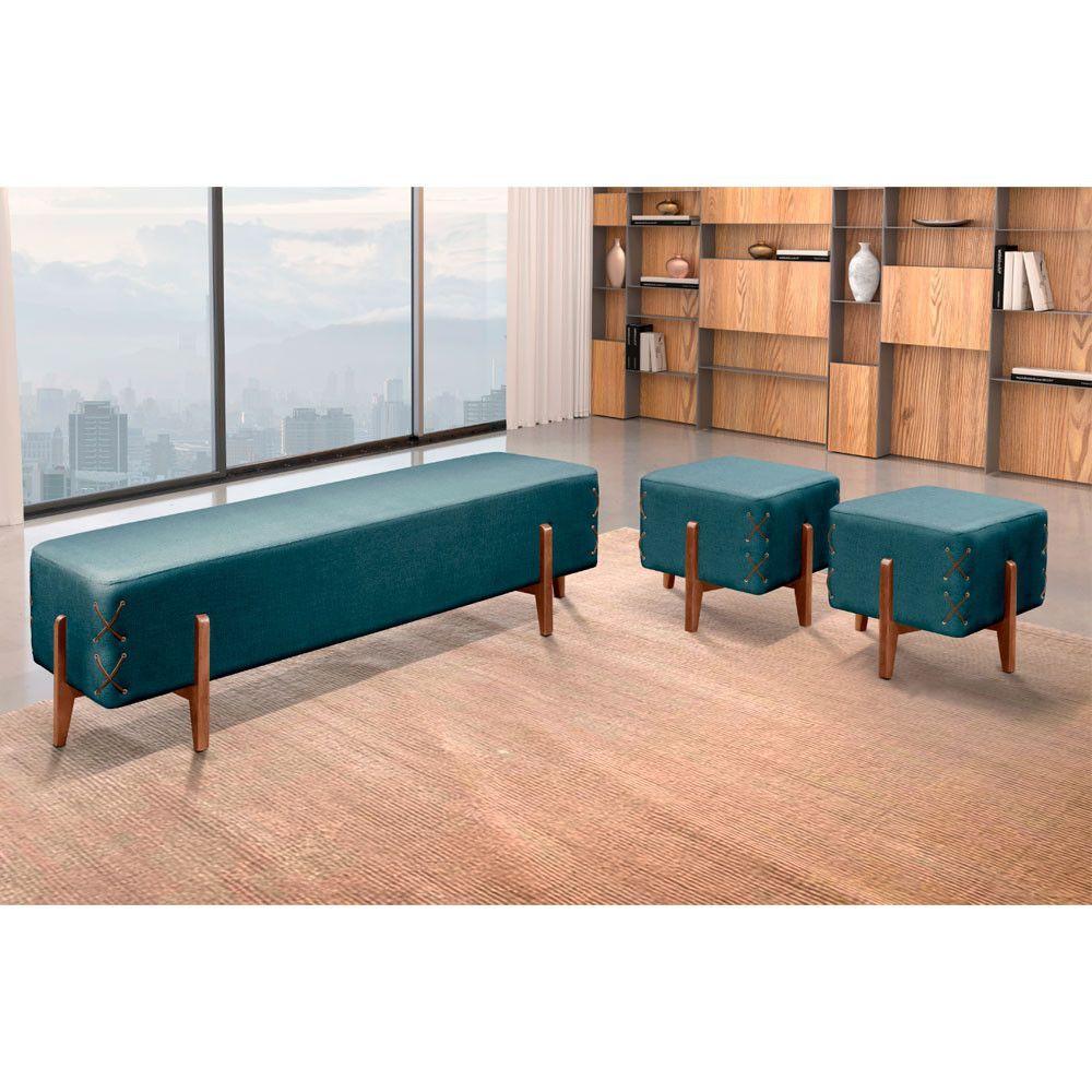 Miniatura Recamier Eros Luxo Base Em Madeira Maciça Castellar Móbile Azul