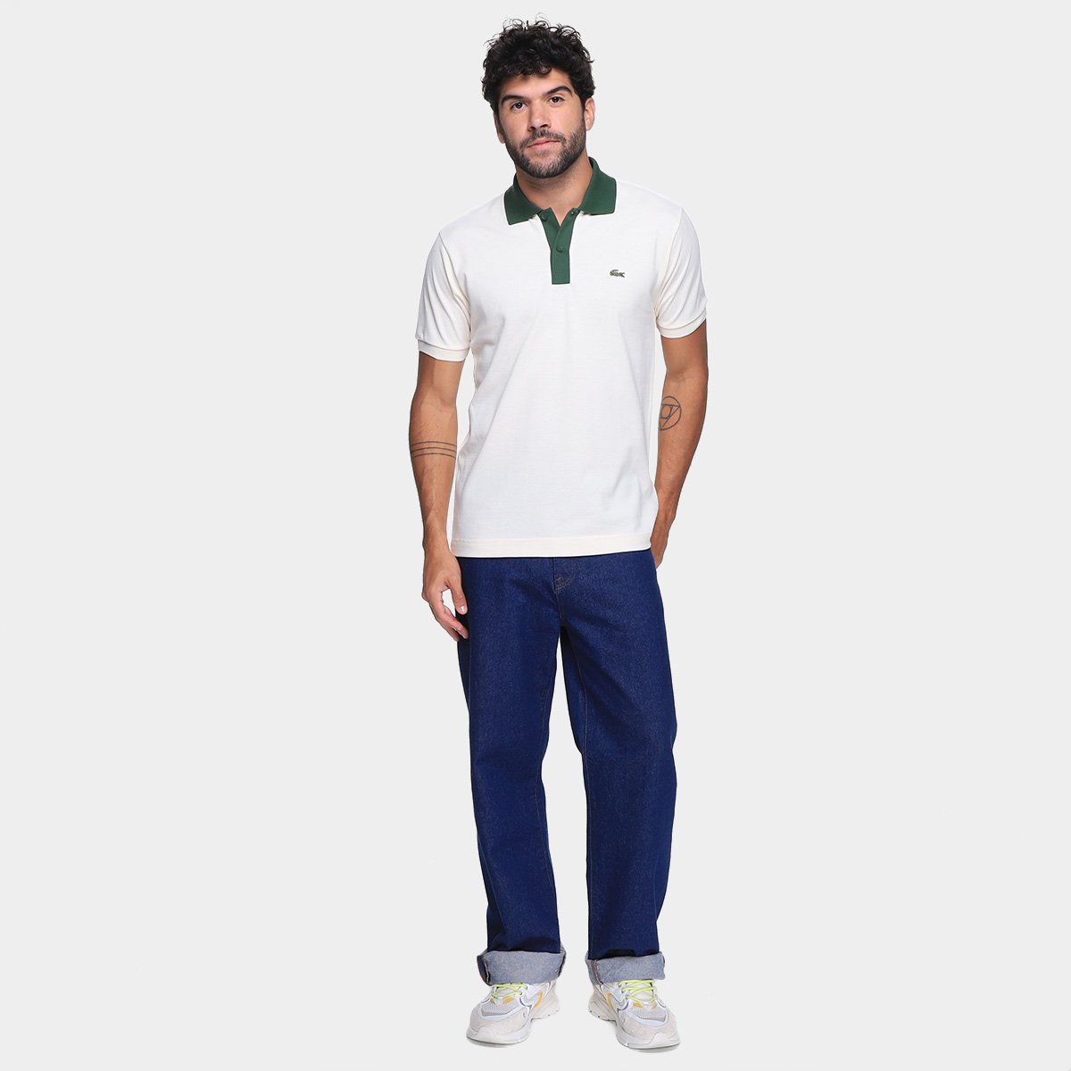 Miniatura Camisa Lacoste Polo Contrast Collar Masculina Branco - G