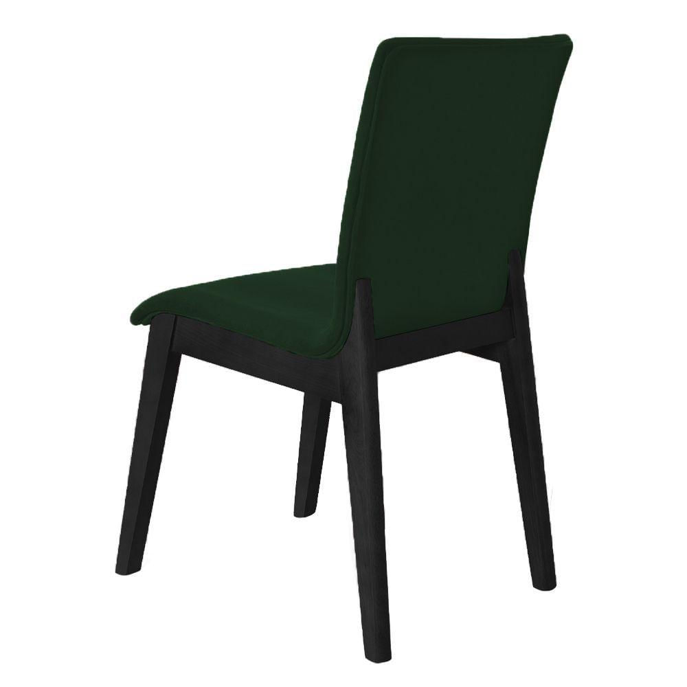 Miniatura Kit 4 Cadeiras De Jantar Diamante Estofada Em Veludo Verde Base Madeira Maciça Preto