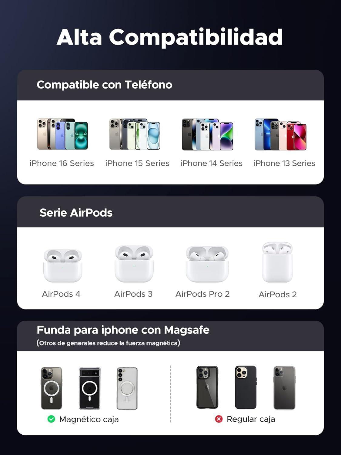 Miniatura Carregador Sem Fio Rápido Ugreen Magnético Indução Qi2