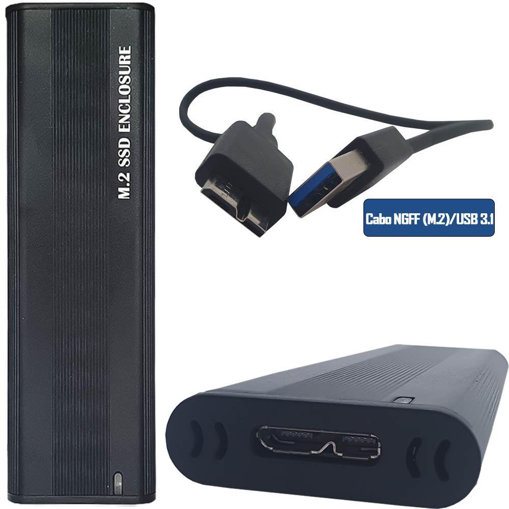 Miniatura Case Externa Portatíl Para Ssd M.2 Nvme +Cabo Ngff /Usb 3.1