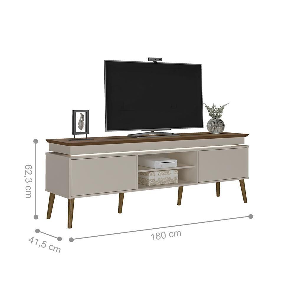 Miniatura Jogo Mesa De Centro E Rack Camberra Pinho Off White