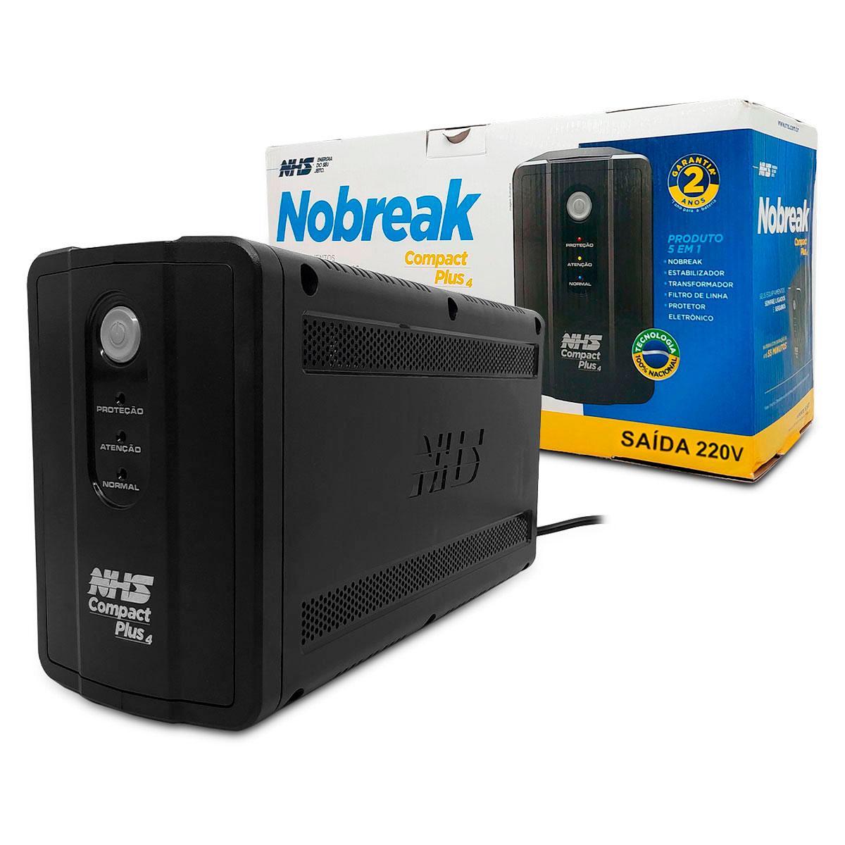 Miniatura Nobreak 1000Va NHS Compact Plus 4, Bivolt, 8 Tomadas