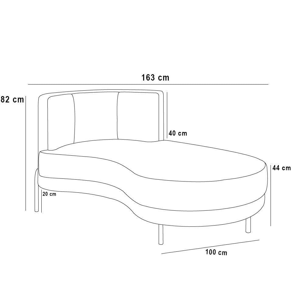 Miniatura Sofá Chaise Longue Living Lucca Direito D02 Veludo Terracota C-262