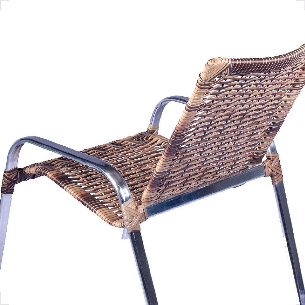 Kit 2 Cadeiras De Alumínio Para área Externa Fortaleza Fibra Sintética Artesanal Cor:cappuccino