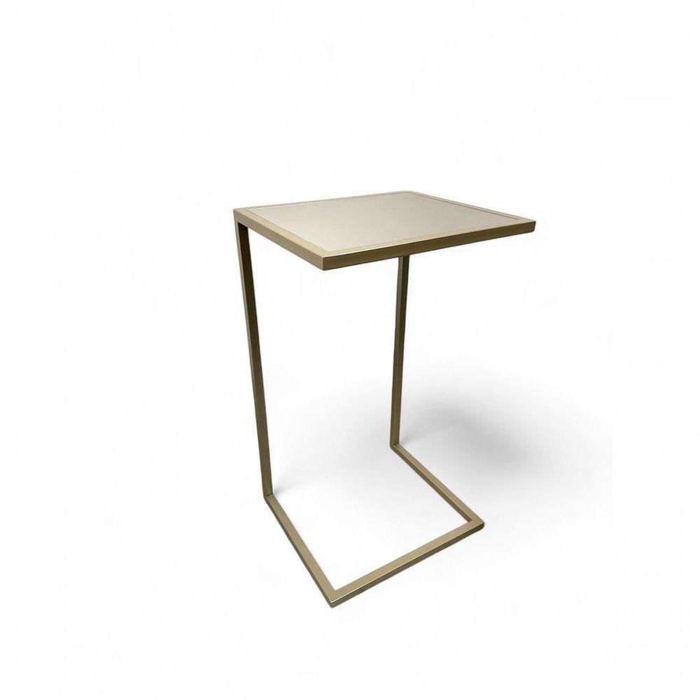Miniatura Mesa Lateral Sofá Industrial - Metalon Champagne Cacao - 70cm