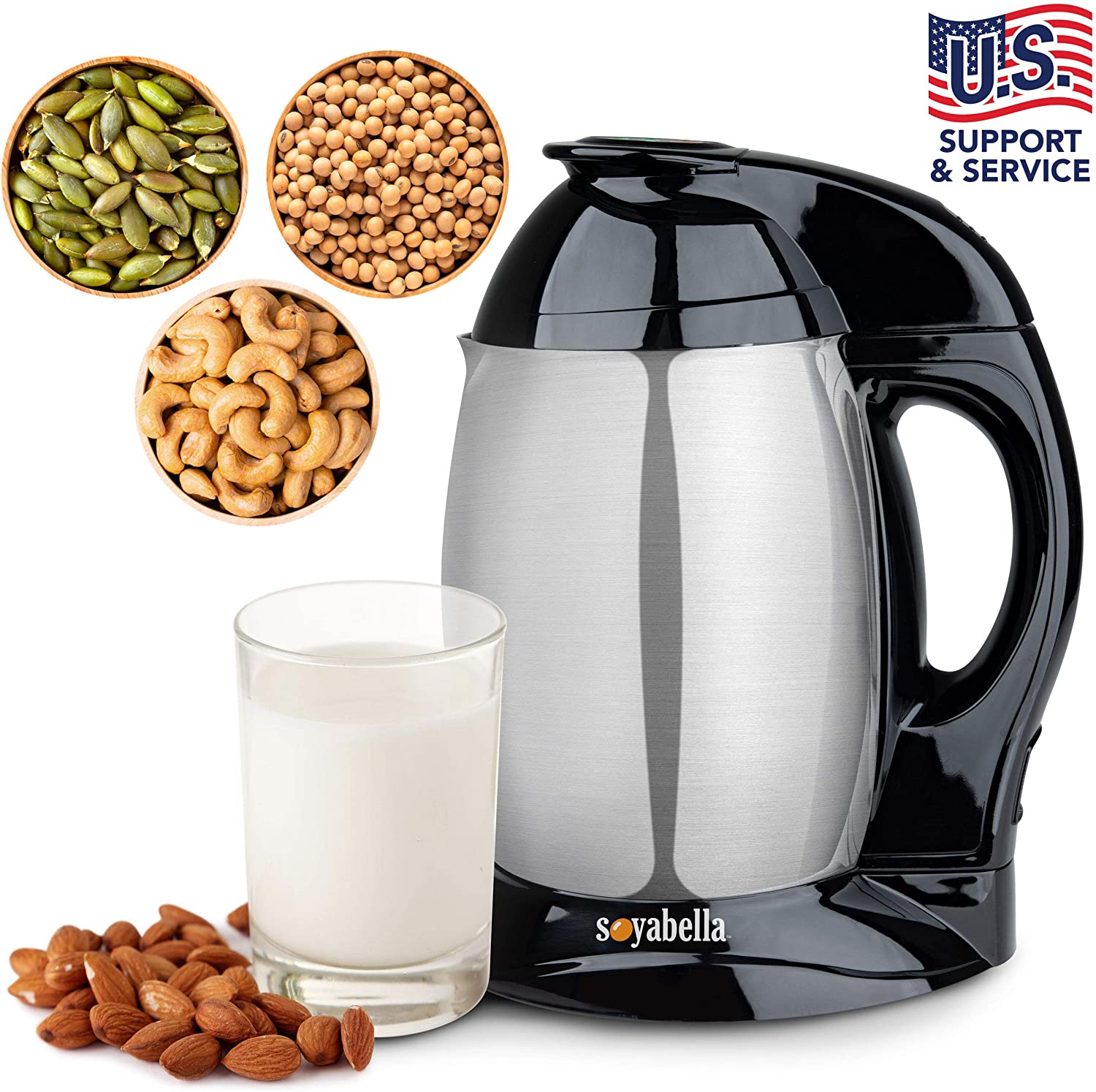 Miniatura Máquina de fazer Leite Vegetal, Sopas Quentes e Moer Café, Tribest Soyabella SB-130 Inox