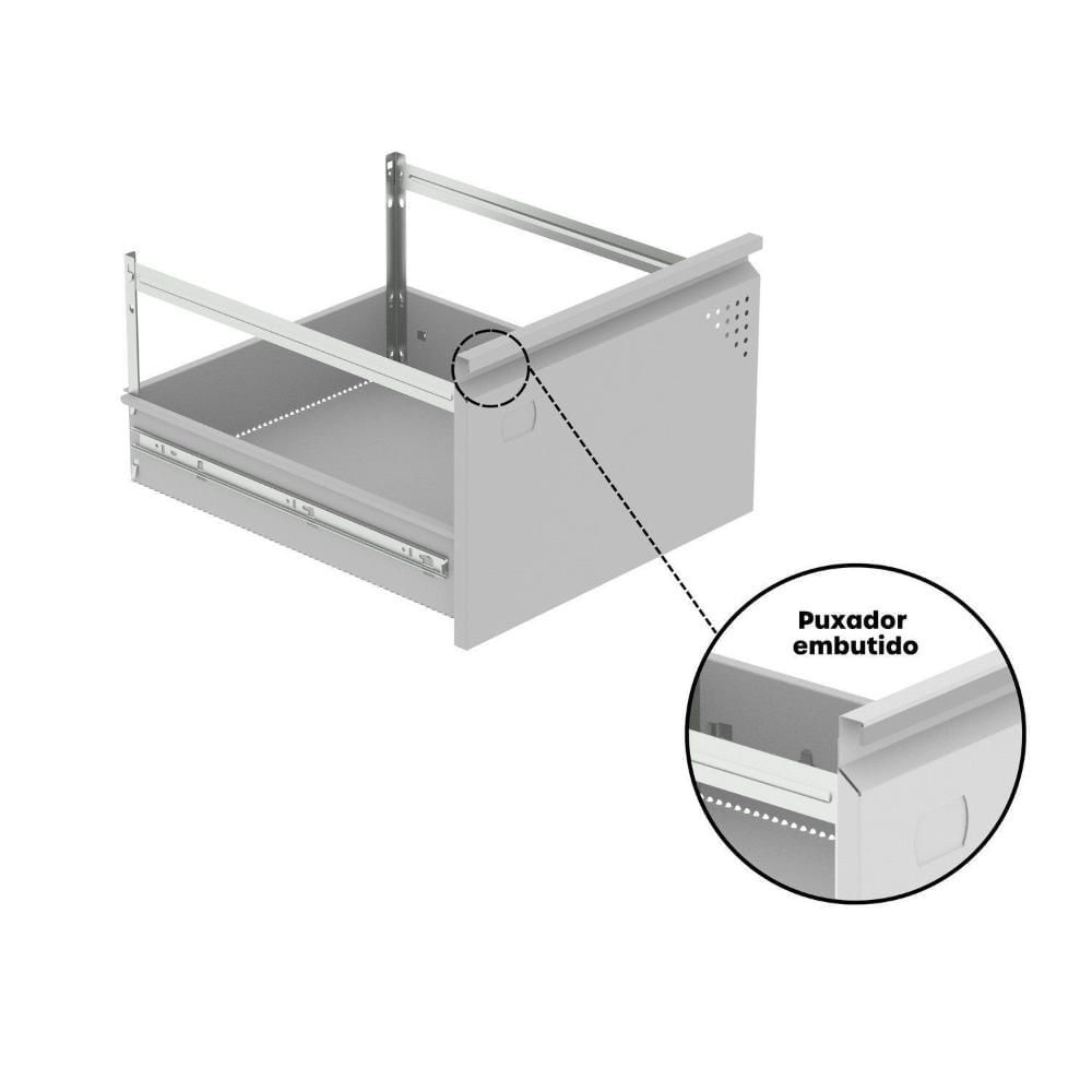Gaveteiro Arquivo em Aço 4 Gavetas com Trilho Telescopico Of04sltcm Cinza