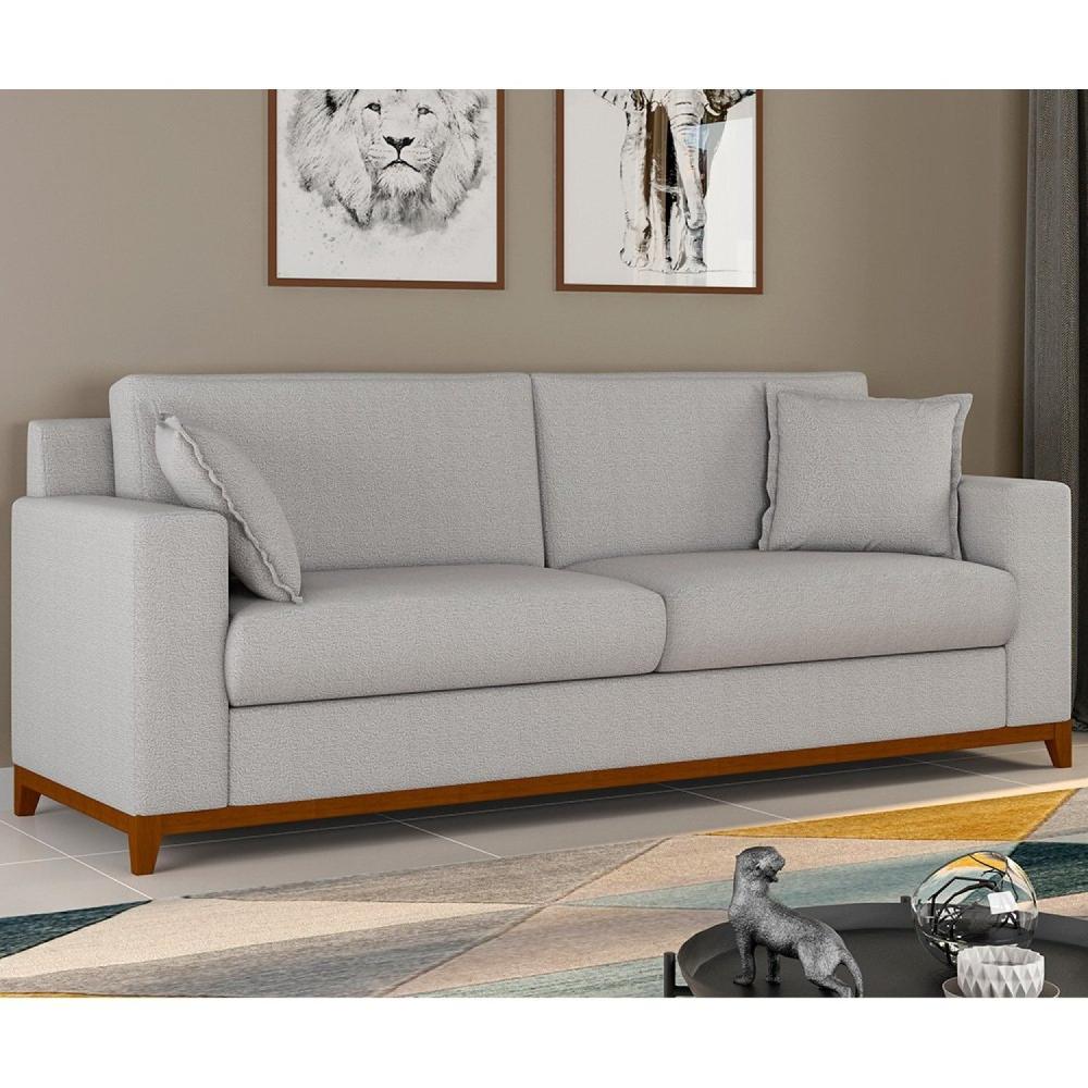 Miniatura Sofá Living Vintage 3 Lugares 220cm em Boucle Slim Bege