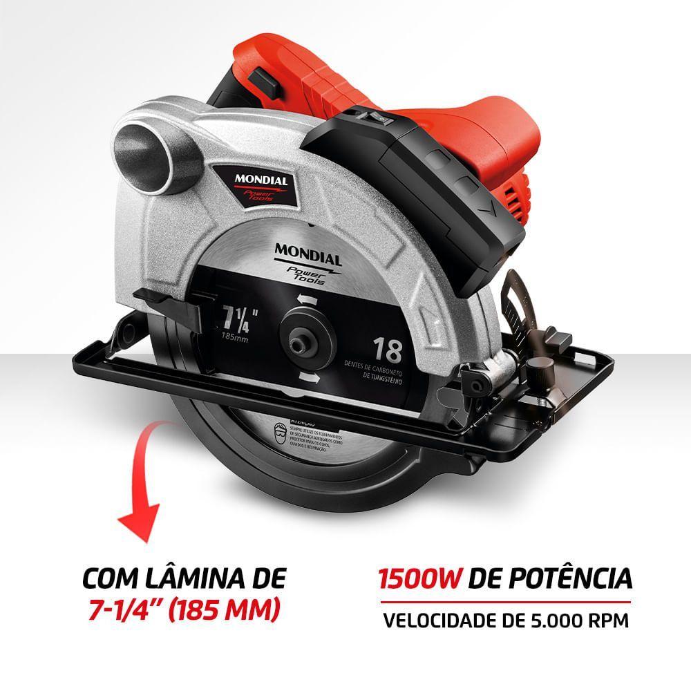 Miniatura Serra Circular Mondial Vermelho 1500W FSC-03 Serra Circular Vermelho 110V