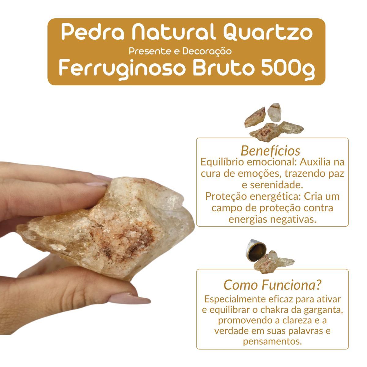 Miniatura Pedra Natural Quartzo Ferruginoso Bruto 500 Gramas