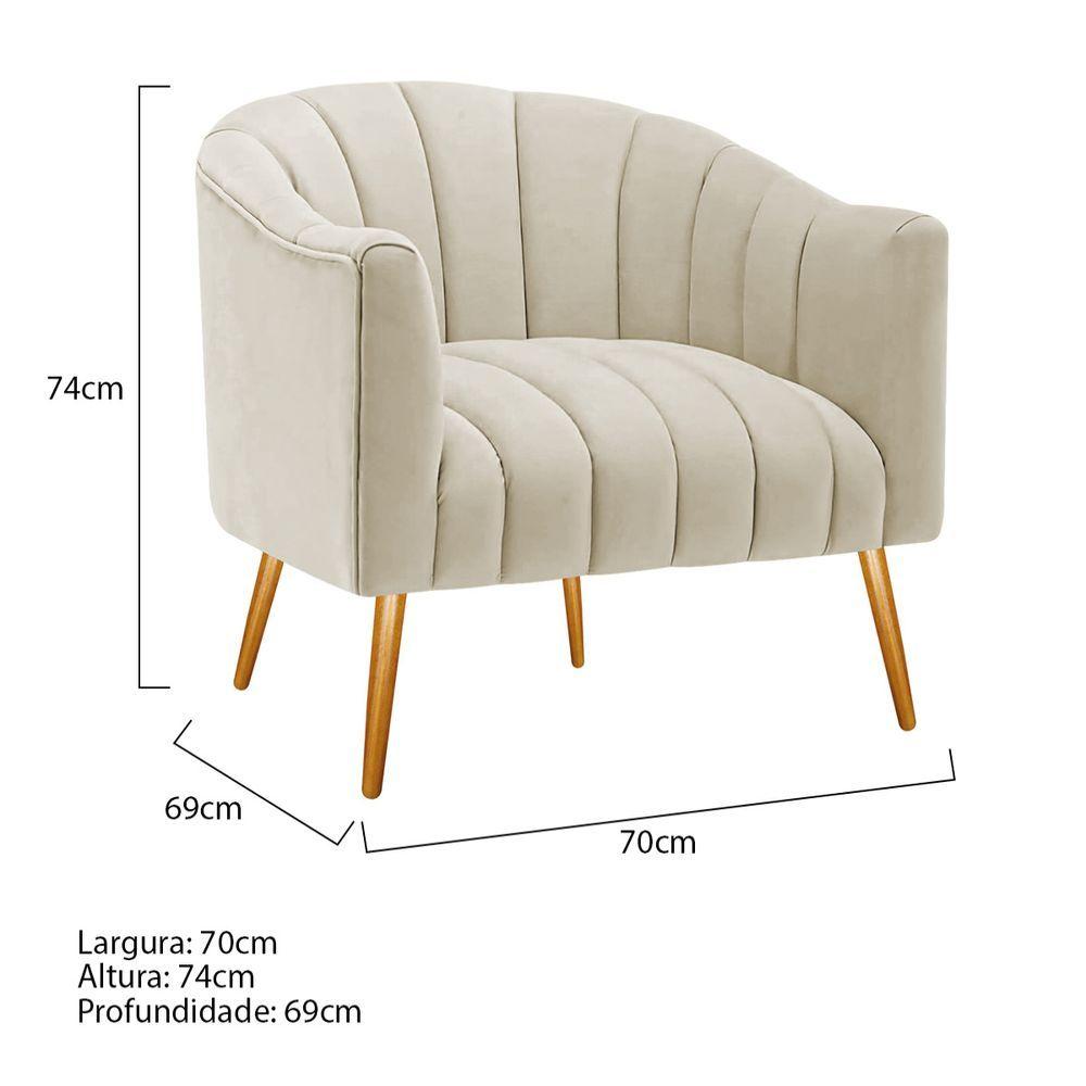 Poltrona Decorativa Sala De Estar Recepção Senna Bouclé - Amarena Móveis Cor Bege