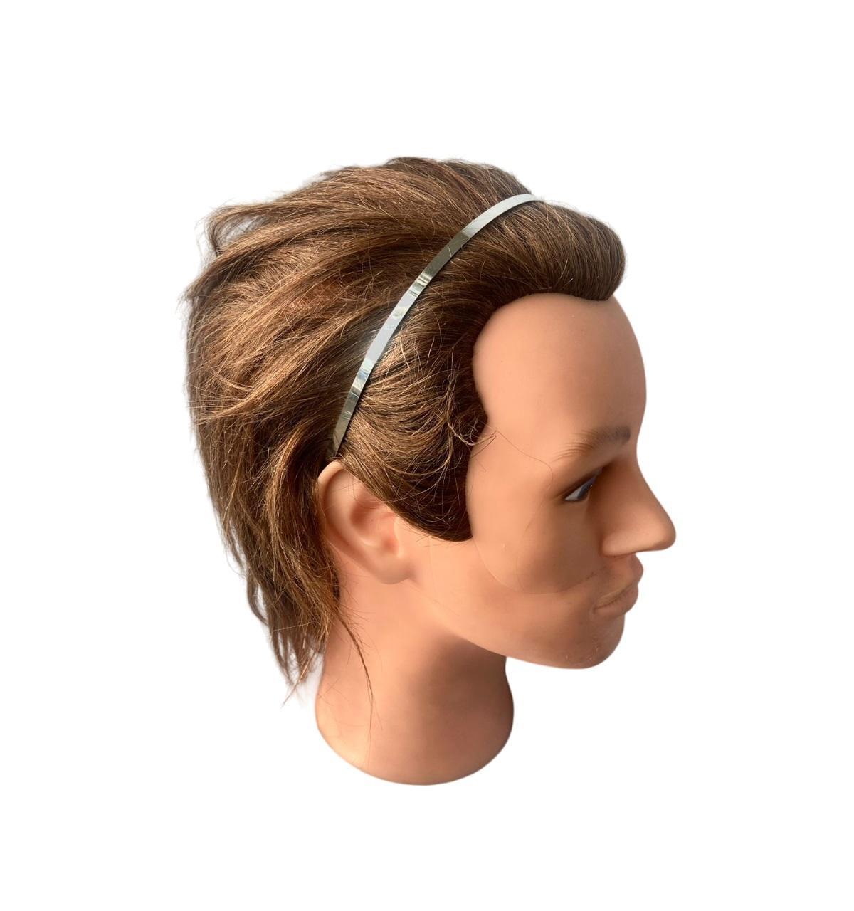 Miniatura Tiara Arco Metal Acessório De Cabelo Prata Liso 14Cm