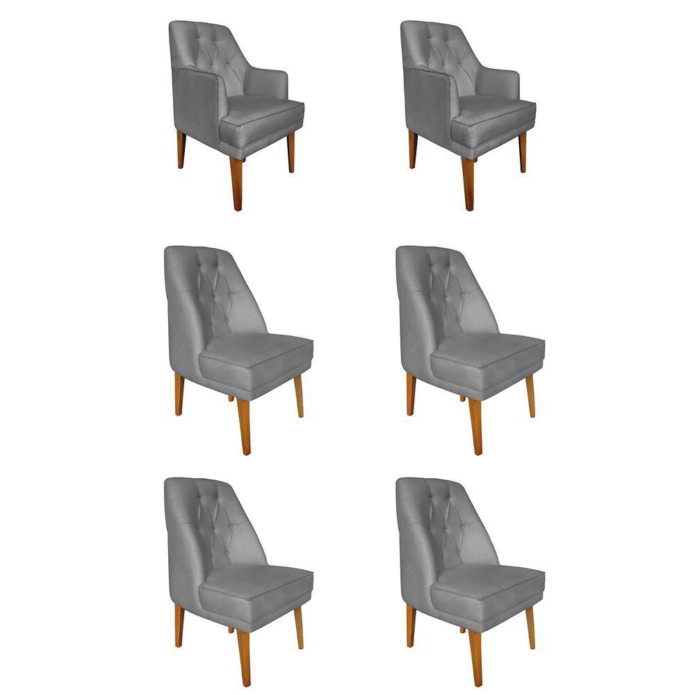 Miniatura Kit 4 Cadeiras Paris + 2 Paris Retro Linho Cinza