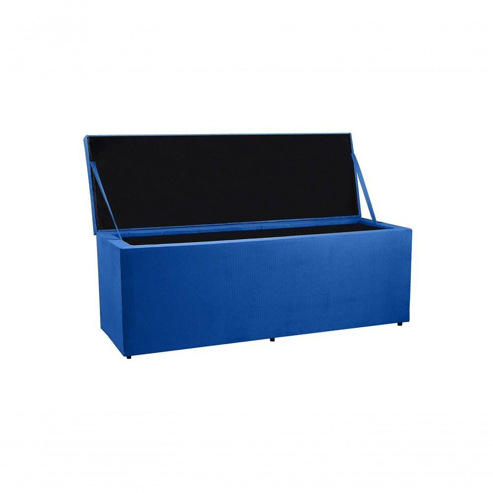 Miniatura Recamier Baú Cama Solteiro Box 90cm Madrid Suede Azul Dal Poz Estofados