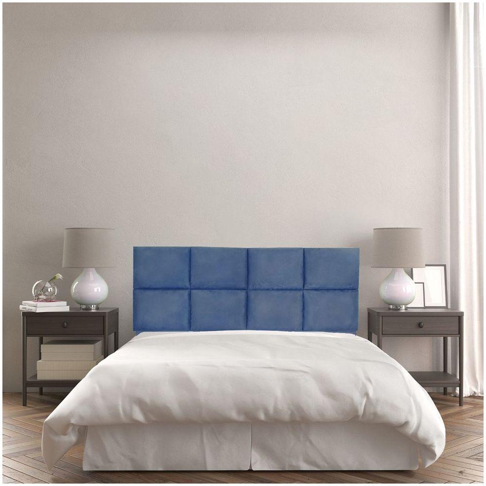 Miniatura Cabeceira Painel Modulada King 1,95m Lorena Suede Azul Marinho