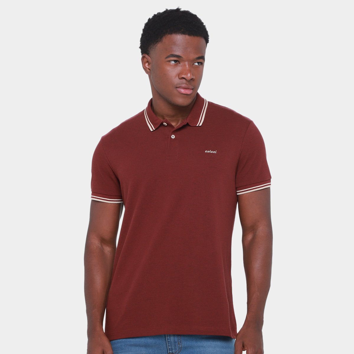 Miniatura Camisa Polo Colcci Casual Masculina Bordô - P