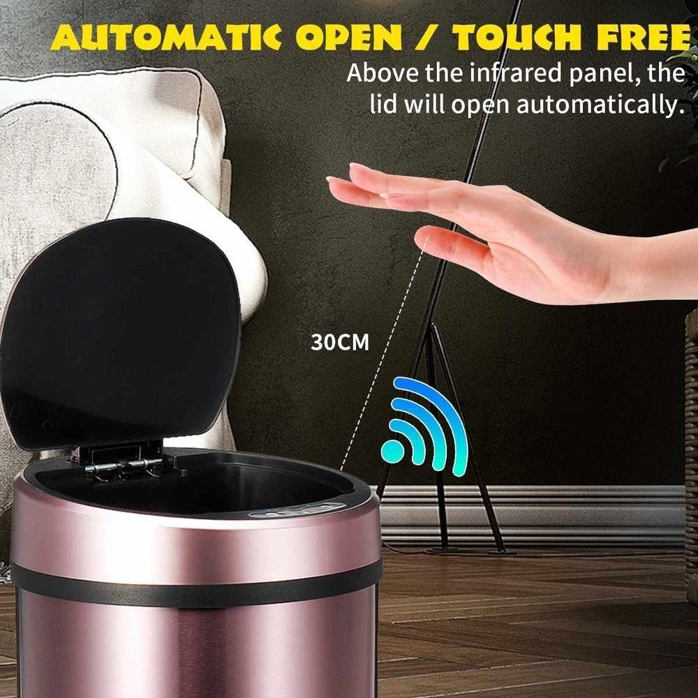 Lixeira Automatica Branca 8 Litros Sensor Inteligente Cozinha Banheiro Inox Cesto Lixo Luxo Escritorio