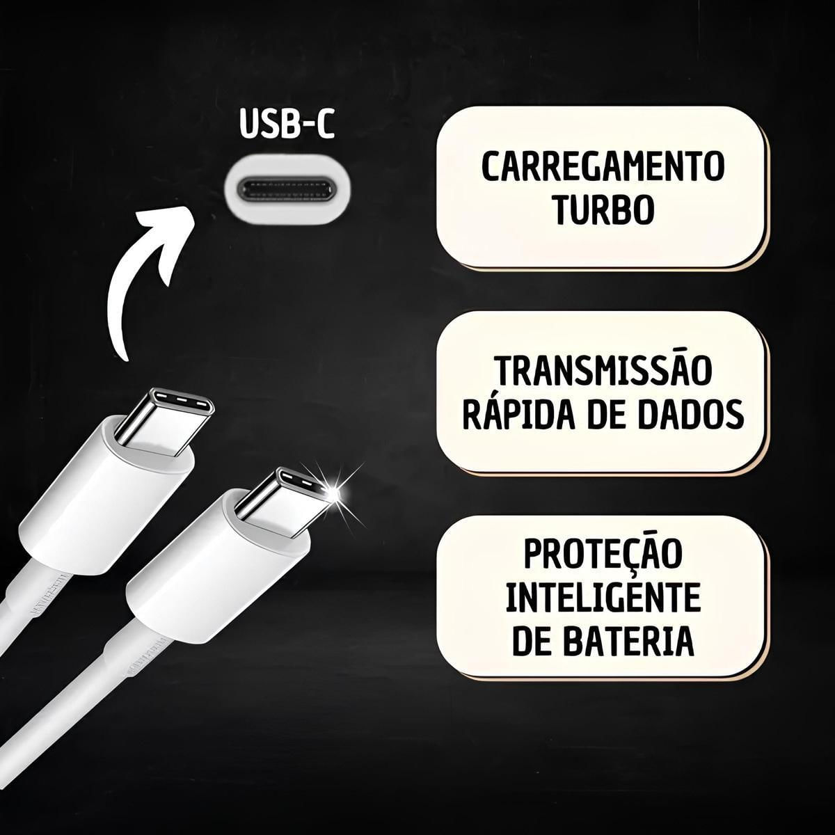 Miniatura Carregador Turbo Branco Compatível Com Samsung Tipo C