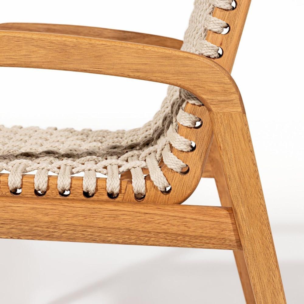 Conjunto 1 Banco 4 Cadeiras e 1 Mesa 180cm Traço Stain Jatobá/Corda Areia