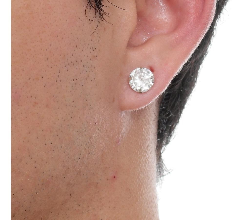 Miniatura Brinco De Pedra Média Brilhante Masculino Prata 925