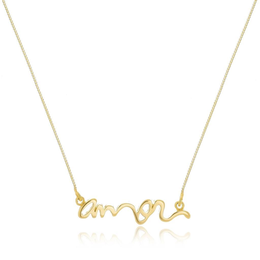 Miniatura Gargantilha Amor Banhada a Ouro 18k 7501 45cm 3cm