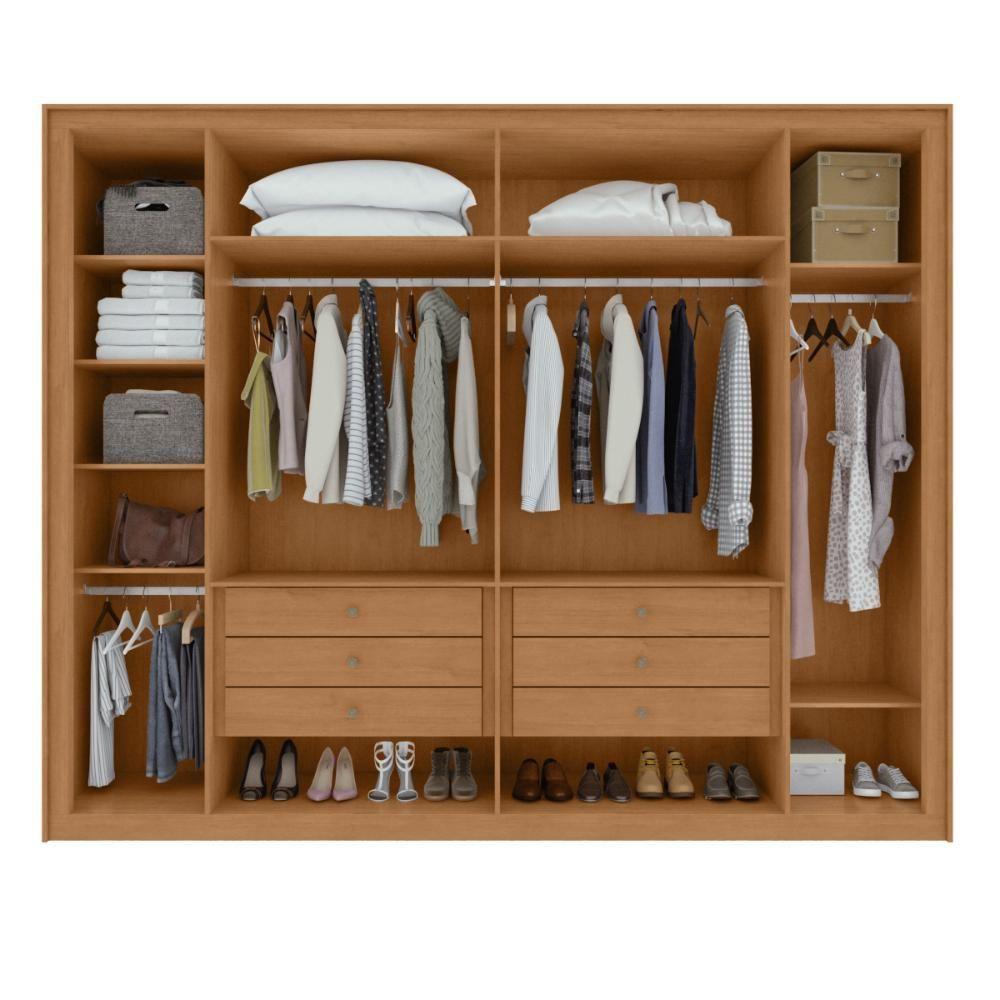 Miniatura Guarda Roupa 6 Portas Easy Space Amendoa Clean/off White