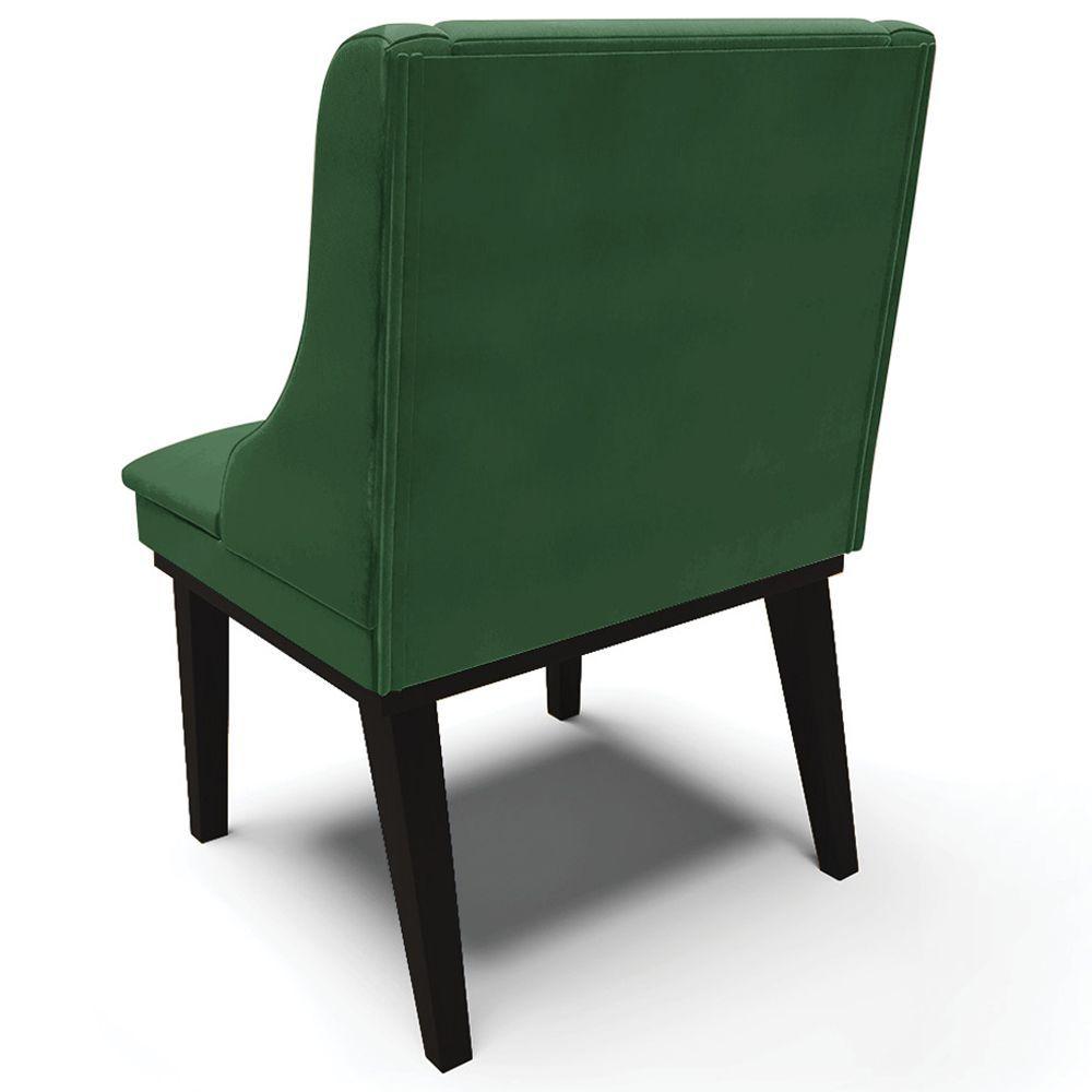 Miniatura Kit 2 Cadeiras Decorativas Sala De Jantar Base Fixa De Madeira Firenze Veludo Verde/preto G19 - Gran Belo