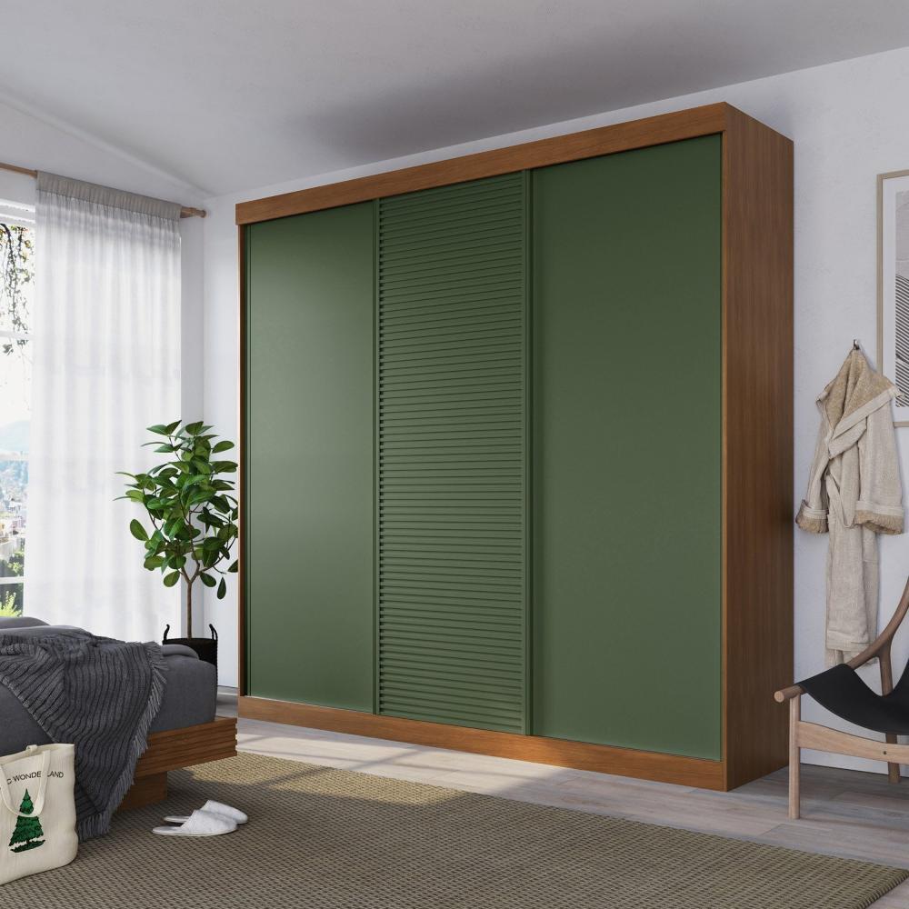 Miniatura Guarda-roupa Casal 3 Portas de Correr Samambaia Cabecasa Madeiramadeira Freijó/Verde