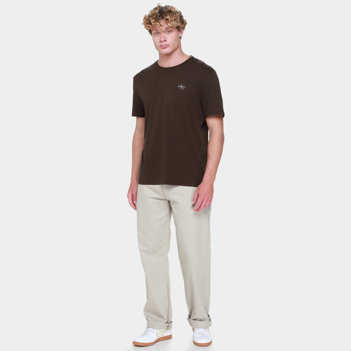 Miniatura Camiseta Calvin Klein Reissue Masculina Marrom - GG