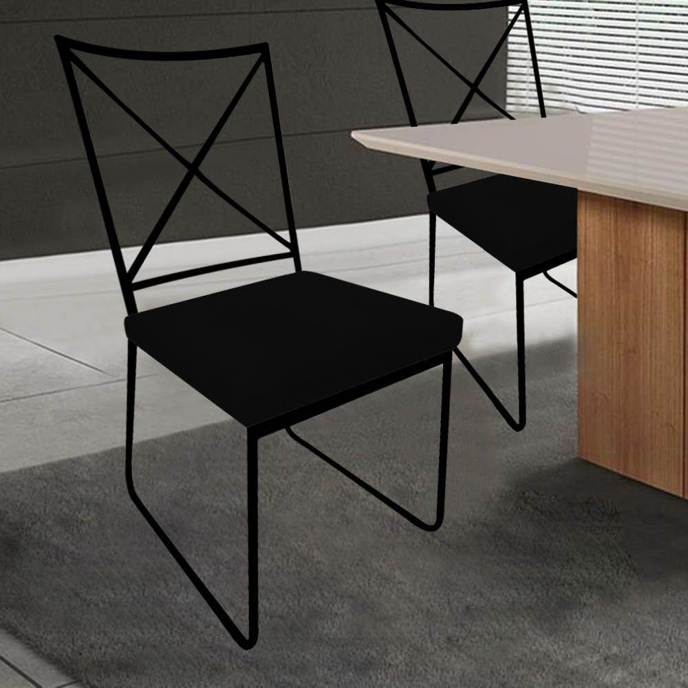 Miniatura Kit 04 Cadeiras Sala De Jantar Clark Industrial Ferro Preto Suede Preto - Amey Decor