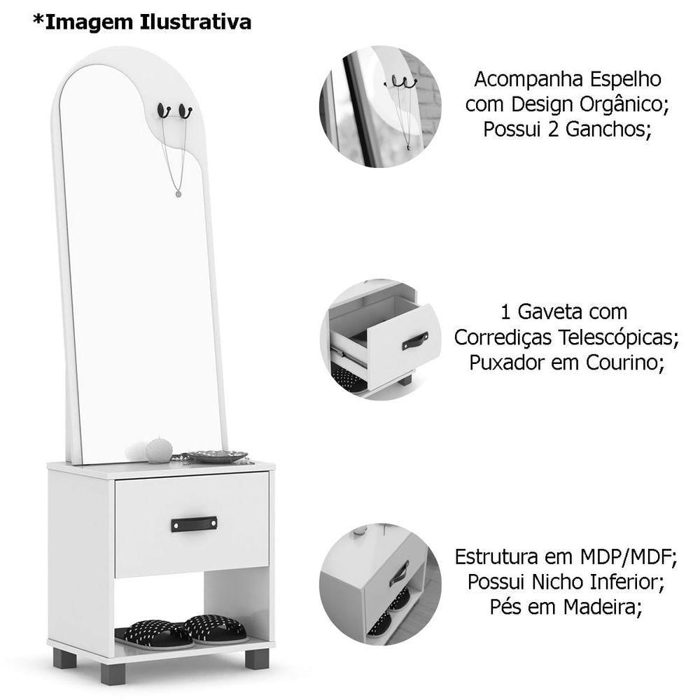 Toucador Com Espelho 1 Gaveta Nicho E 2 Ganchos Oranix Off White/freijó